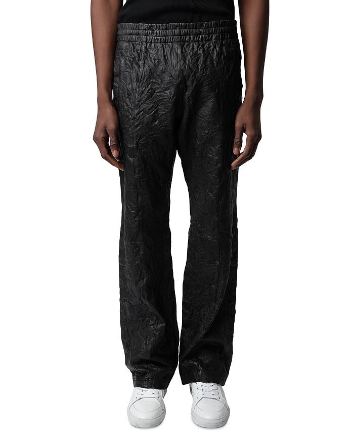 

Мятые кожаные брюки Zadig & Voltaire Pacha, черный