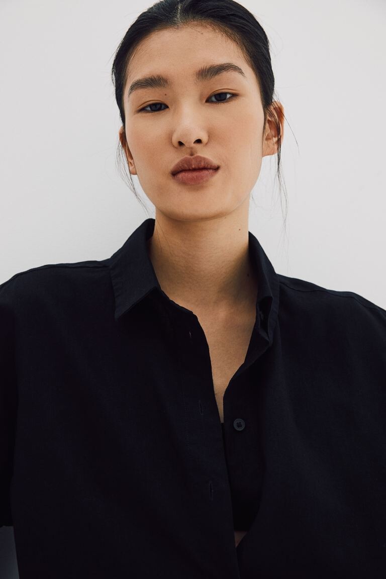 

Блузка из смесового льна H&M, черный