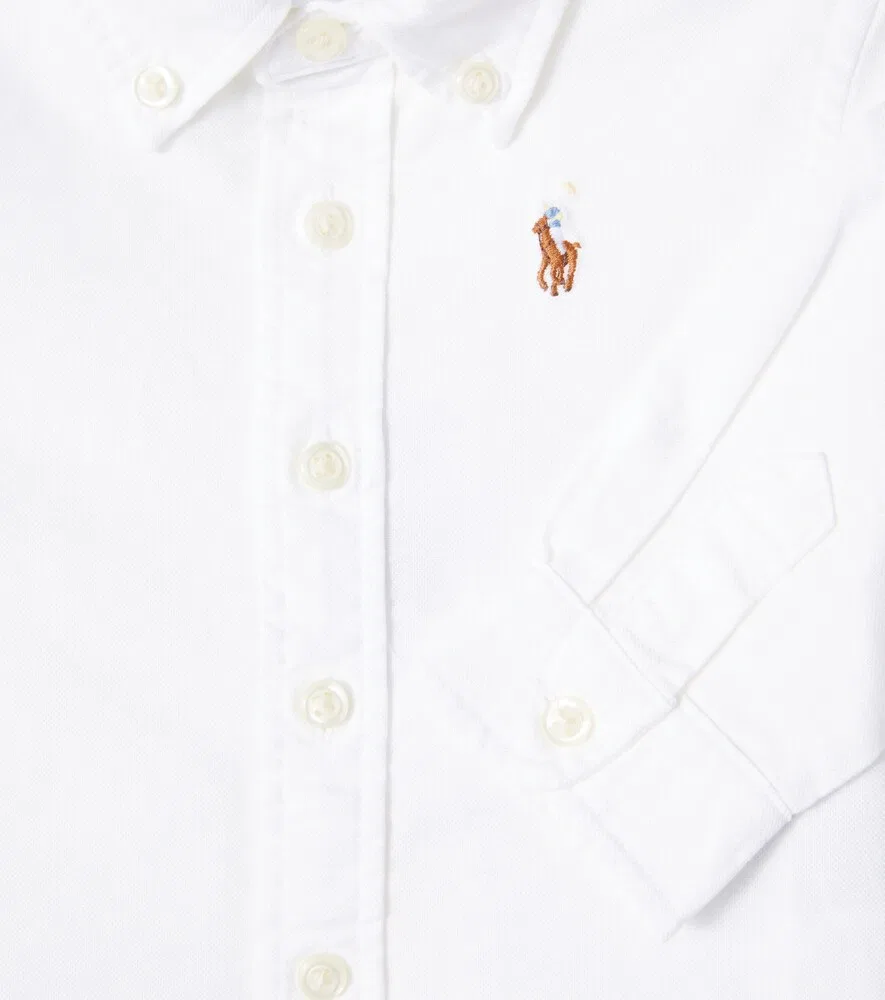 Детская хлопковая рубашка Оксфорд Polo Ralph Lauren Kids, белый — фото 3