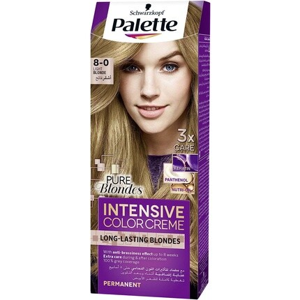 

Schwarzkopf Интенсивная крем-краска для волос с жидким кератином 8-0 Светлый блондин 100мл, Palette