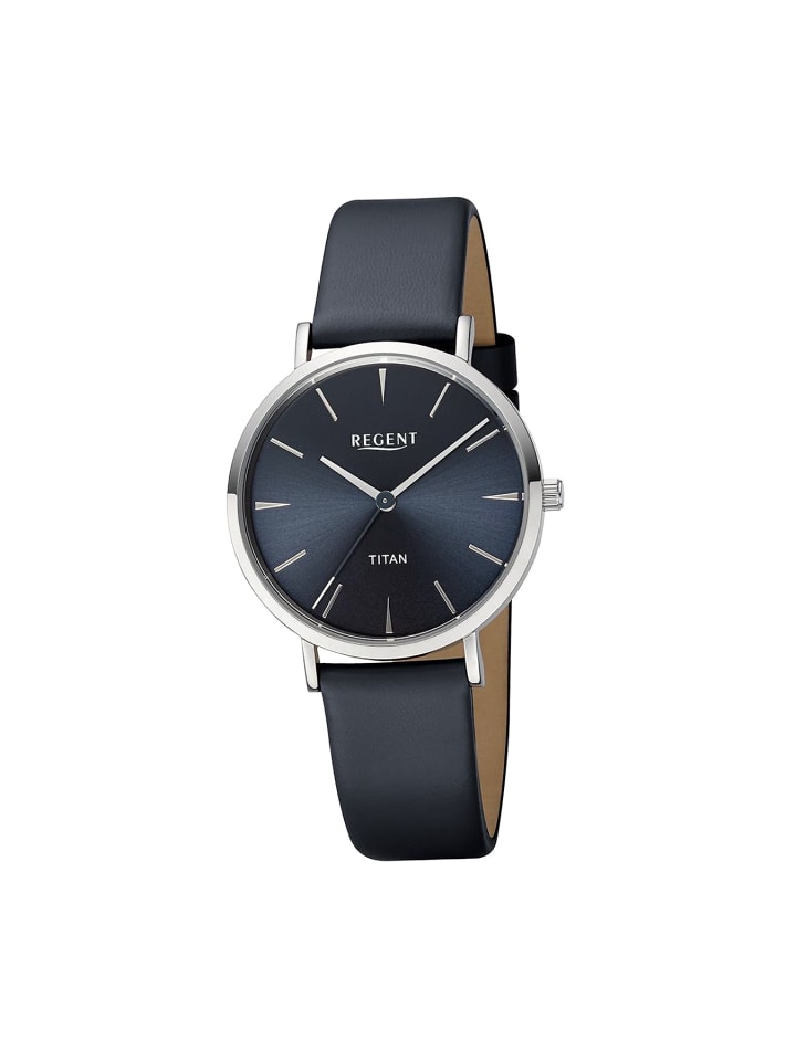 

Аналоговые наручные часы, черные, среднего размера (примерно 36 мм), кожаный ремешок Regent