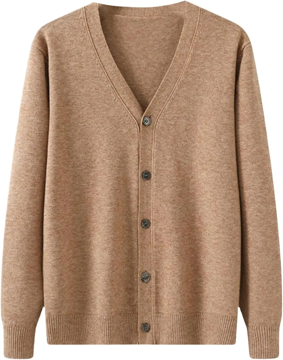 

Мужской вязаный кардиган с V-образным вырезом и длинным рукавом OAKVERVE