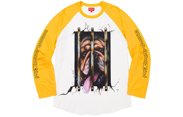 Футболка Dog Raglan Supreme с длинным рукавом, оранжево-белая — фото 3