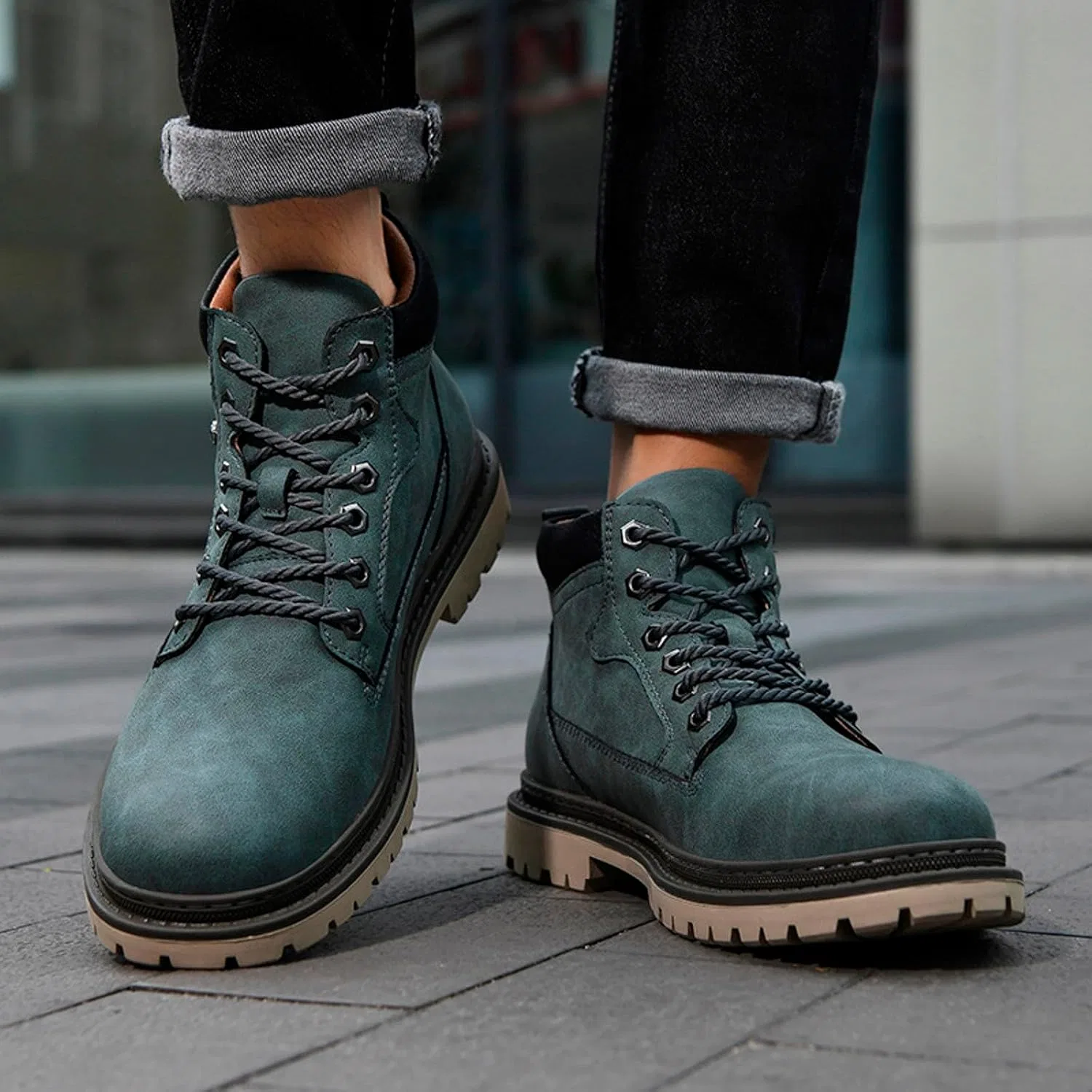Ботинки 2026 Schuhe Herren Herrenschuhtrend Arbeitsstiefel Britischer Stil High Top Stiefeletten Generic, Grn — фото 2