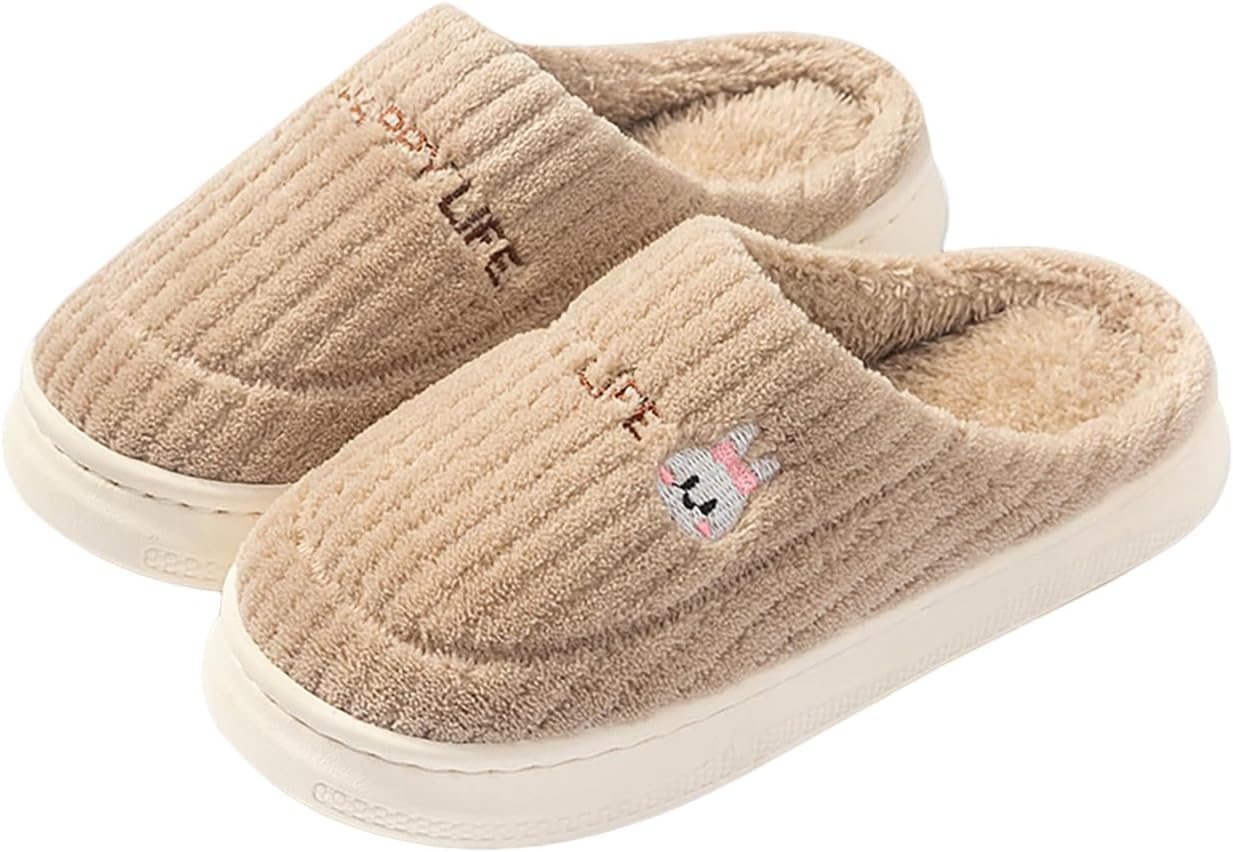 

Домашние тапочки Katutude для женщин и мужчин с вышитыми буквами и животными, плюшевые, с нескользящей подошвой, мягкие, теплые, на носок, Coffee