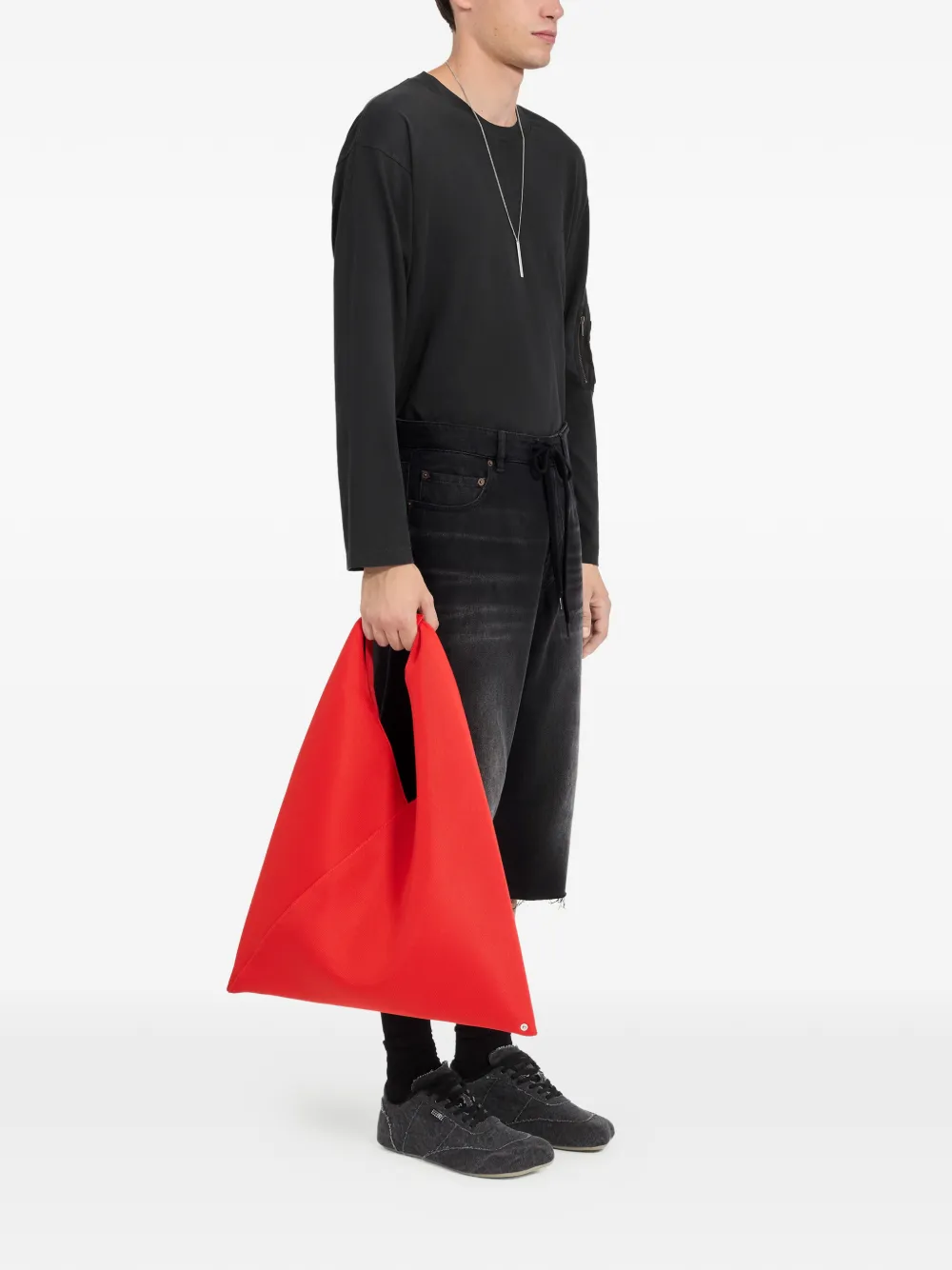 Джинсовые шорты с бахромой MM6 Maison Margiela, черный — фото 3