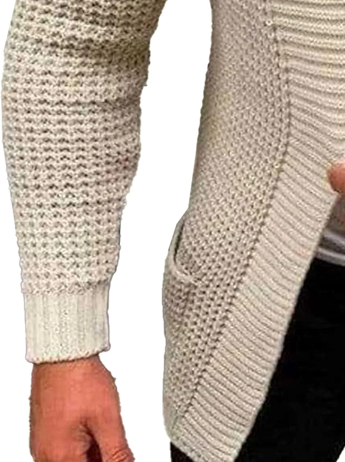 Мужской кардиган открытый, оверсайз, slim fit, вязаный — фото 4