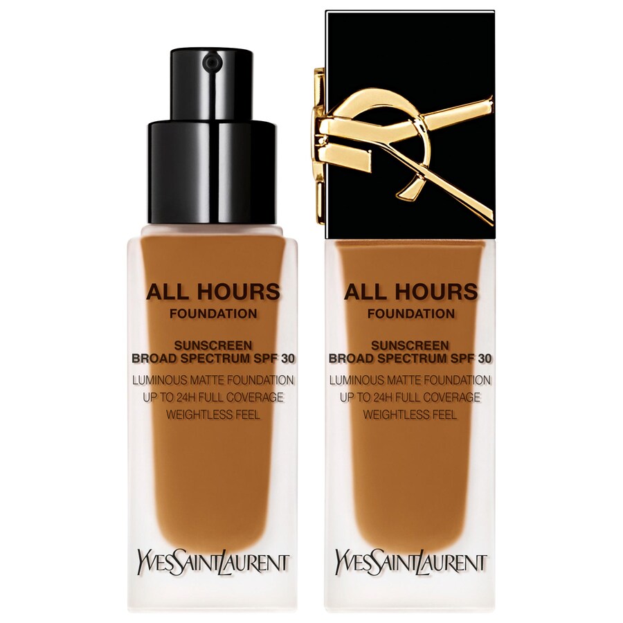 

Тональная основа All Hours Luminous Natural Matte Foundation с 24-часовой стойкостью, SPF 30 и гиалуроновой кислотой. Yves Saint Laurent, .85 oz. /25 mL, DW4