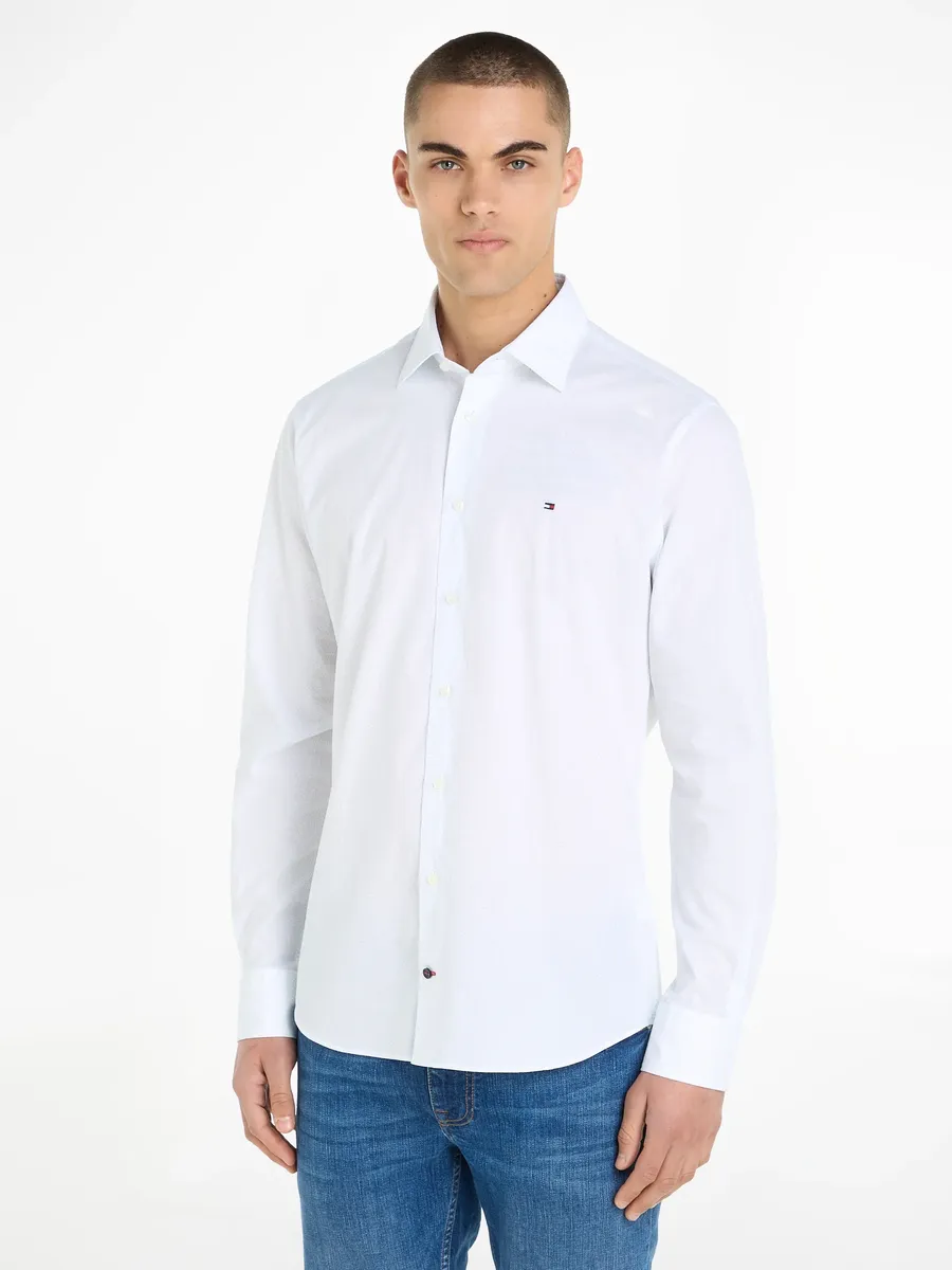 

Рубашка Tommy Hilfiger с длинными рукавами "CL W-TILE PRINT RF SHIRT" и тонким лейблом-флажком на груди, белый