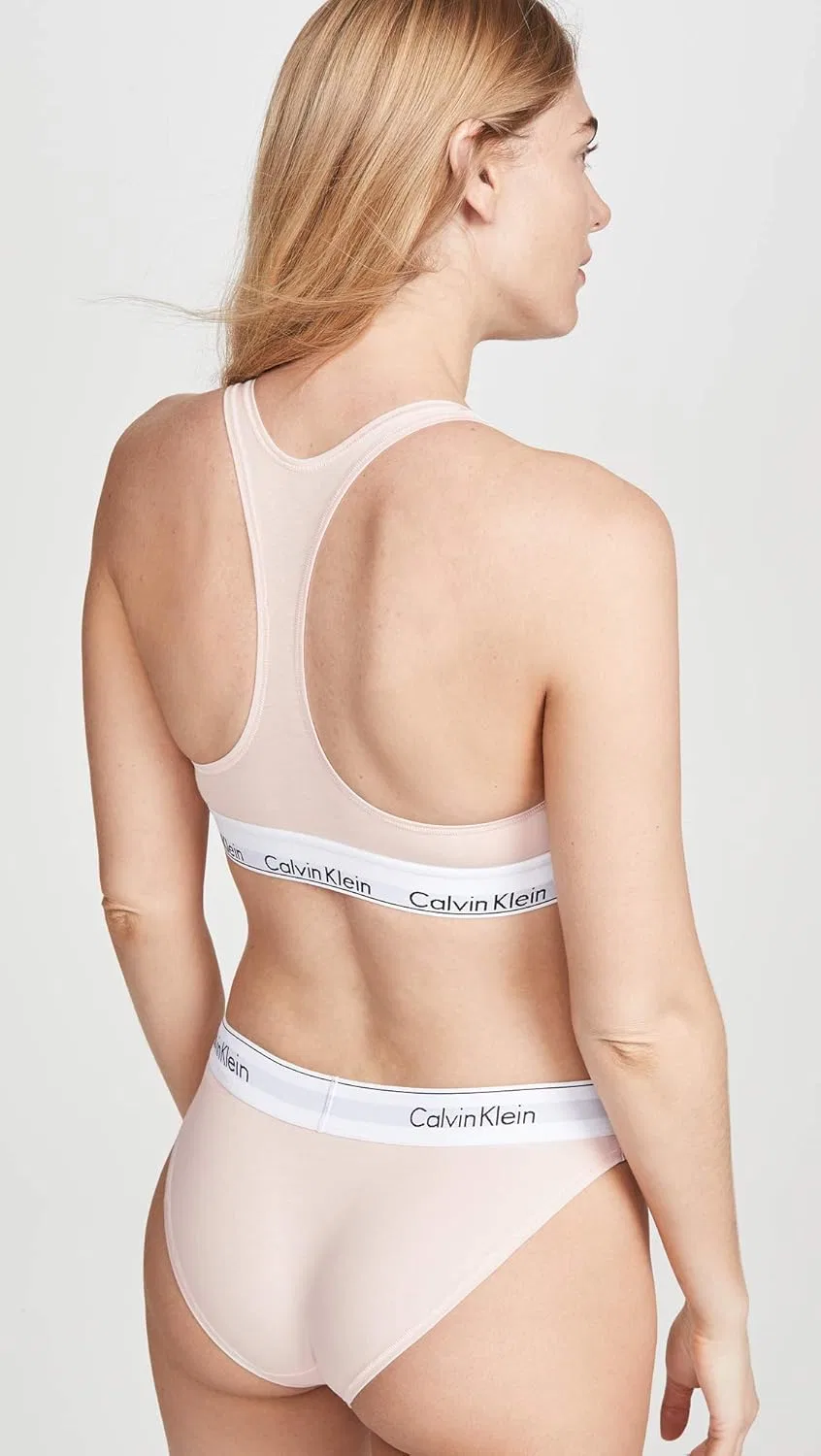 Бюстгальтер Calvin Klein Womens Modern Cotton Unlined Wireless Bralette, бледно-розовый — фото 4