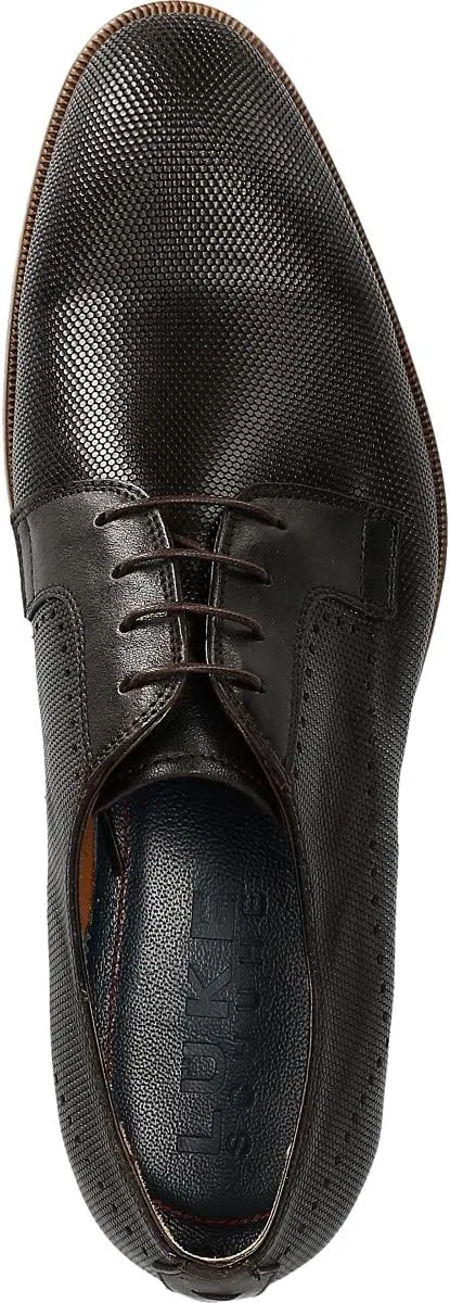 Мужские кожаные туфли Lüke Schuhe черного цвета на шнуровке, модель 392 — фото 4