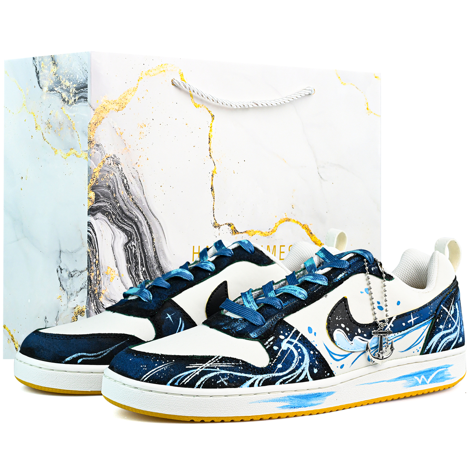 

Nike Мужские низкие скейтбордные кроссовки Court Borough с амортизацией, износостойкими свойствами и легким весом, сине-черный