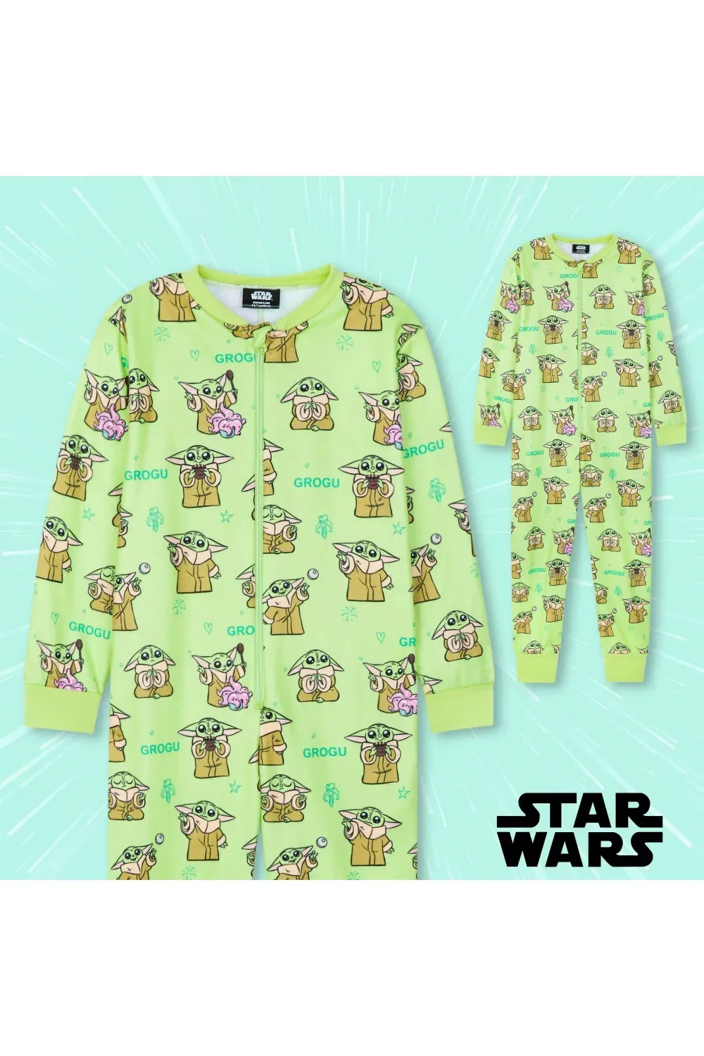 Детский комбинезон-кигуруми Disney Baby Yoda флисовый, мультиколор — фото 2