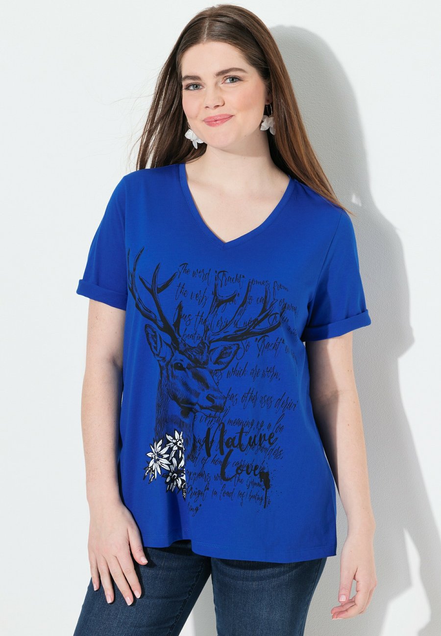

Футболка Ulla Popken NATURE LOVE SHORT SLEEVE V-NECK, Royal Blue, Синий, Футболка Ulla Popken NATURE LOVE SHORT SLEEVE V-NECK, Royal Blue