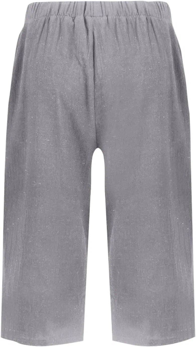 Шорты Active, с завышенной талией, льняные, Am005-light Gray — фото 4