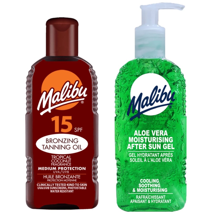 

Солнцезащитное масло Malibu SPF15 200 мл + Гель после загара с алоэ 200 мл
