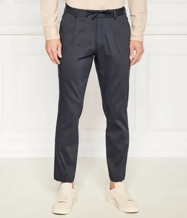 Льняные брюки P-Perin-RDS-WG-242 relaxed fit Boss, темно-синий