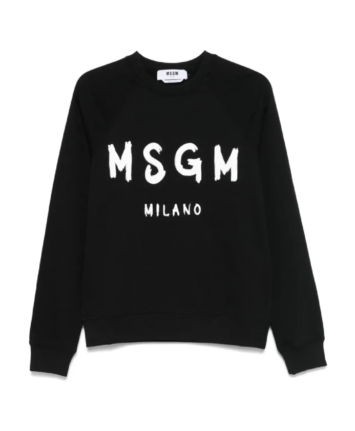 

Черная хлопковая толстовка, стильный дизайн. Msgm, черный