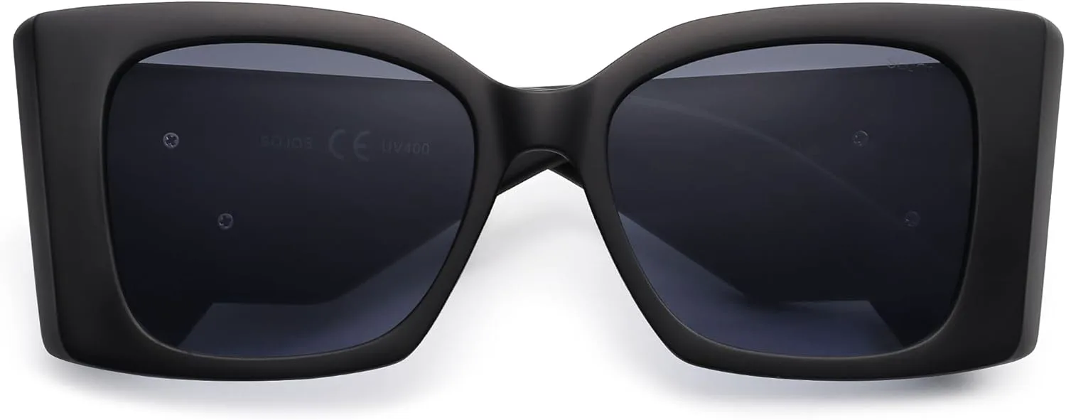 

Солнцезащитные очки SOJOS для женщин и мужчин, квадратная широкая толстая оправа, ретро-стиль, модная защита от УФ-излучения, модель SJ2349, Matt Black,gold,grey