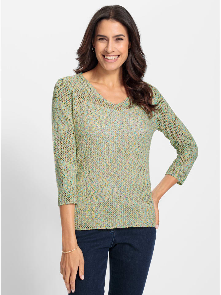 

Ажурный свитер цвета лайм-зеленый меланж WITT WEIDEN