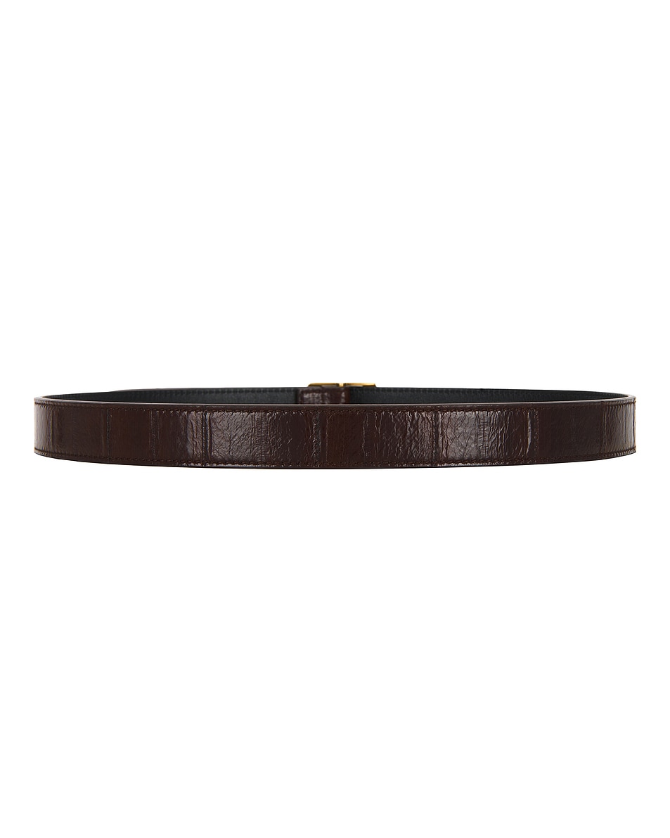 Тонкий прямоугольный ремень Fine Ceinture Saint Laurent, Scotch Brown & Dark Scotch Brown — фото 2