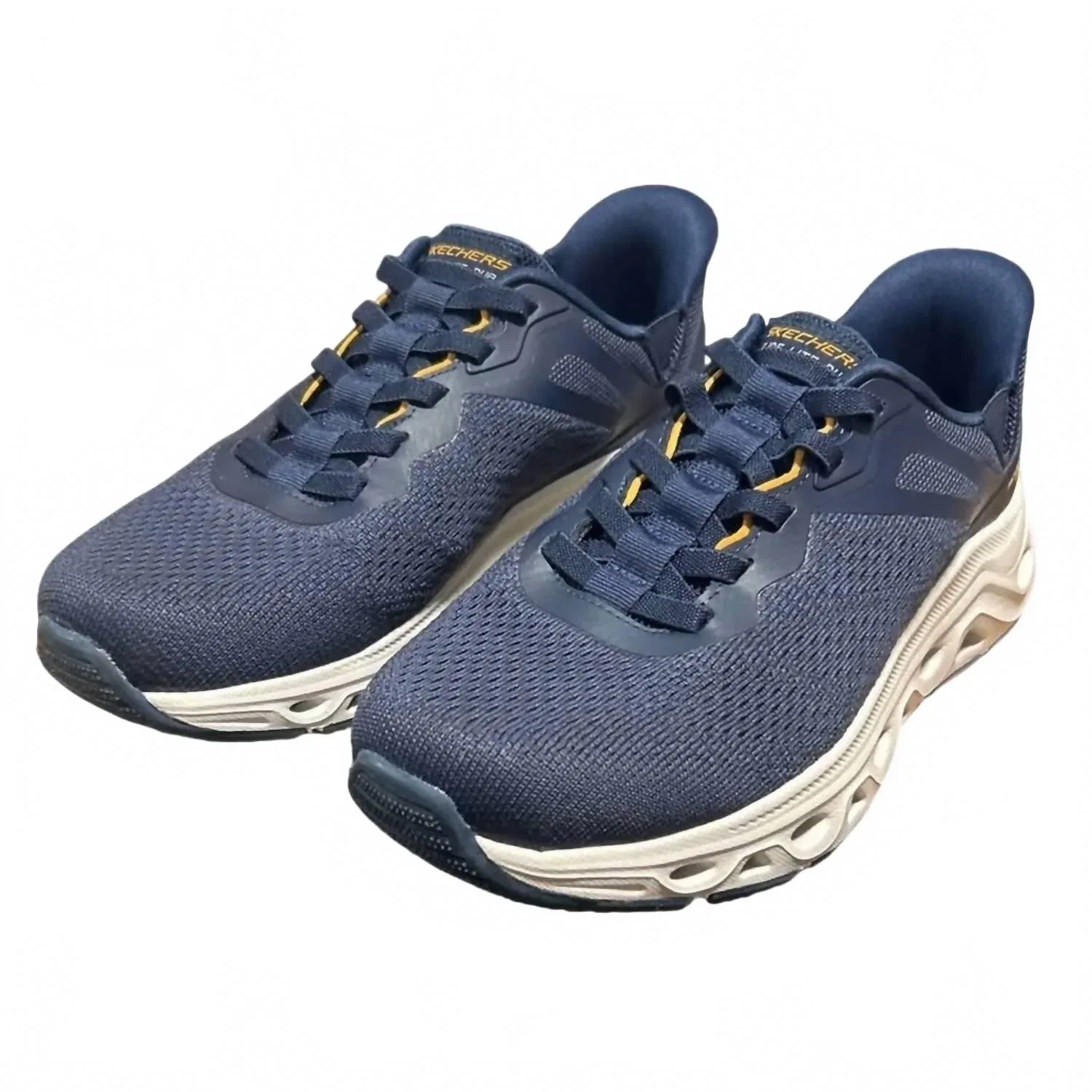 Skechers Мужские сетчатые спортивные кроссовки Swift Fit с открытой пяткой, темно-синего цвета — фото 4