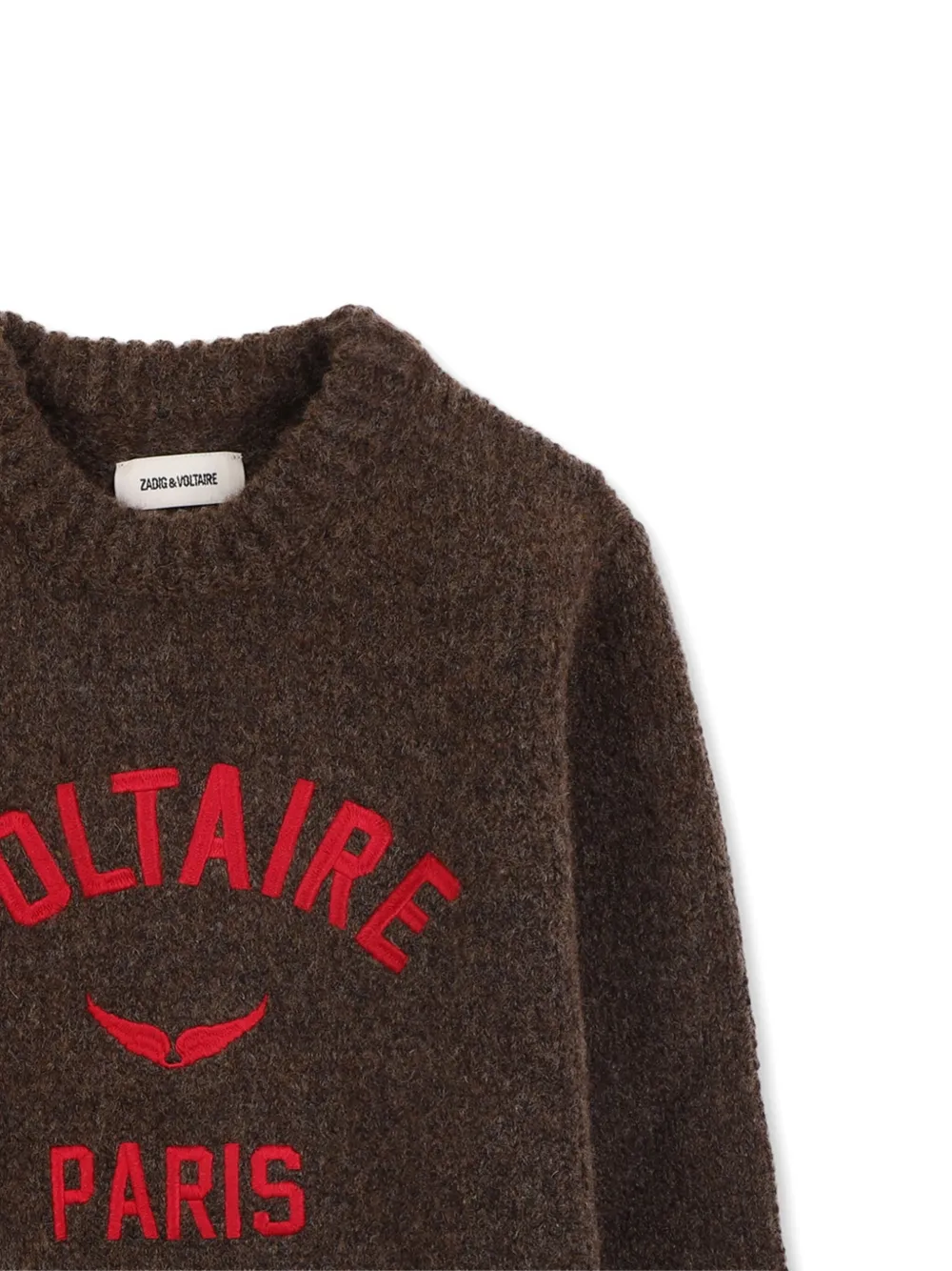 Свитер вязки интарсия с логотипом Zadig & Voltaire Kids, коричневый — фото 3