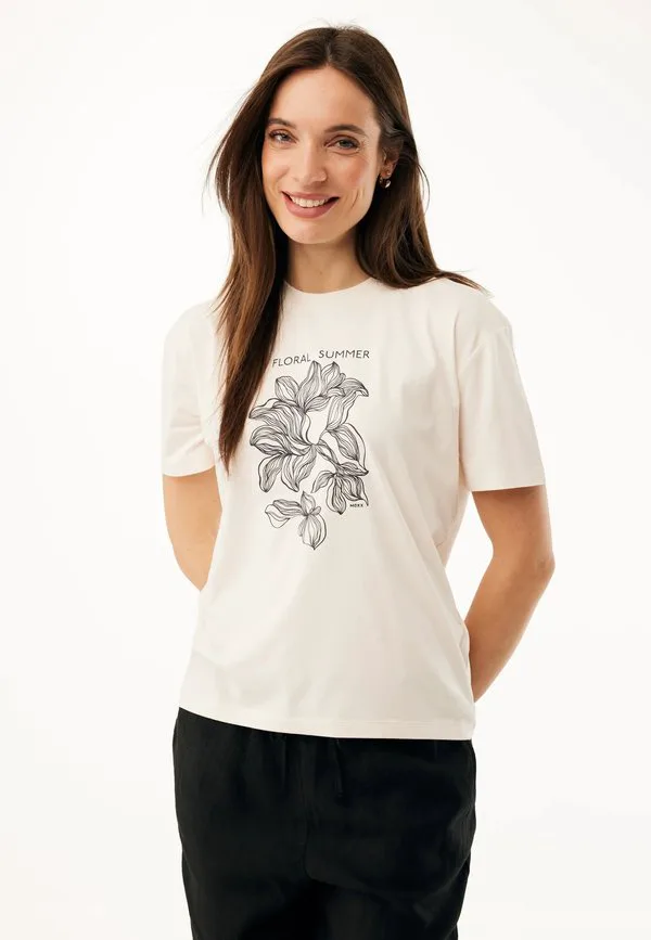 

Футболка с коротким рукавом и графическим цветочным принтом Mexx, Off White, Белый, Футболка с коротким рукавом и графическим цветочным принтом Mexx, Off White