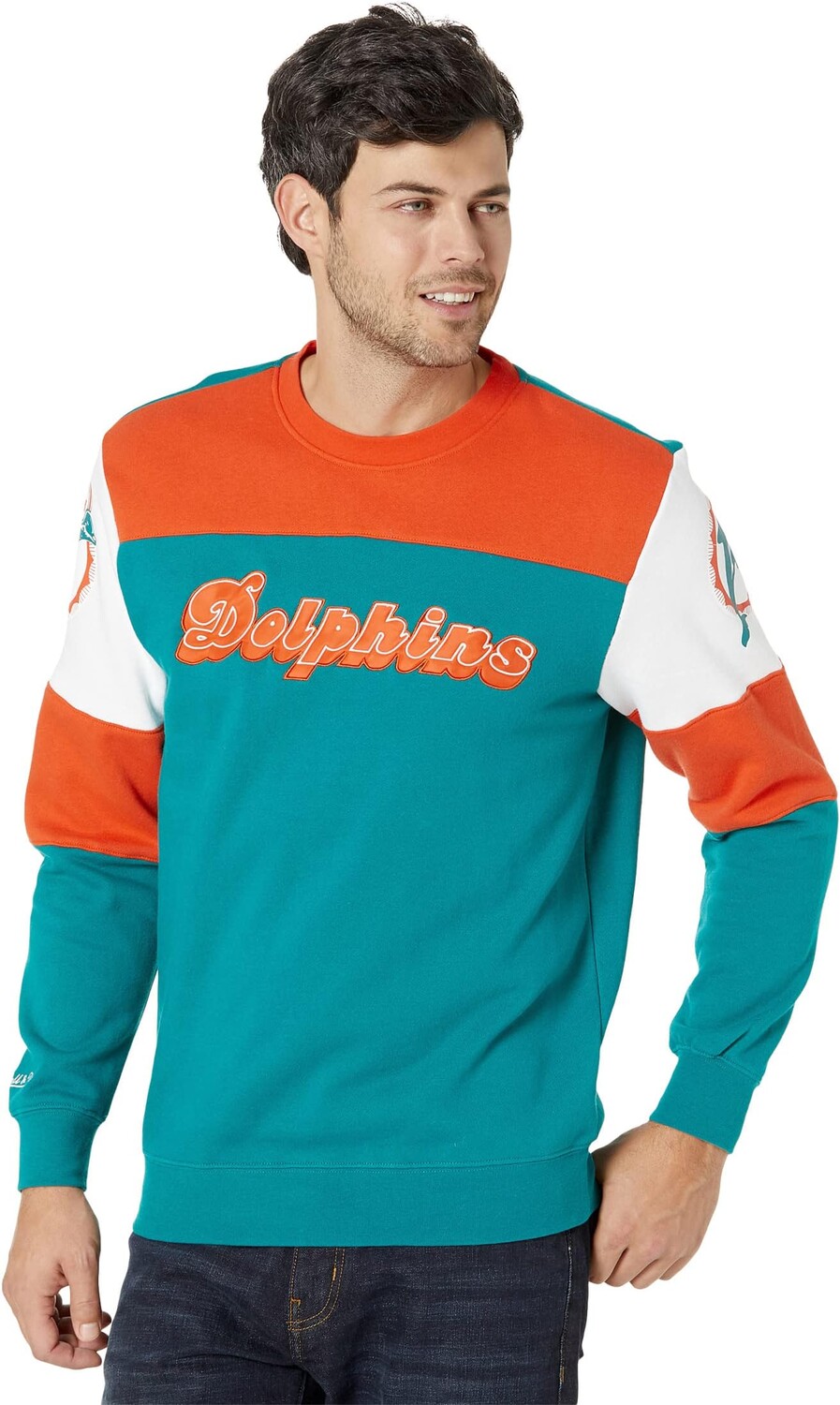 

Толстовка Mitchell & Ness NFL Perfect Season Crew Fleece Dolphins, цвет Dolphins Blue