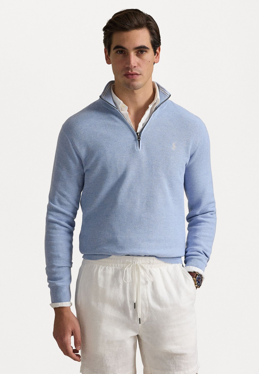 

Свитер KNIT COTTON QUARTER-ZIP SWEATER Polo Ralph Lauren, синий