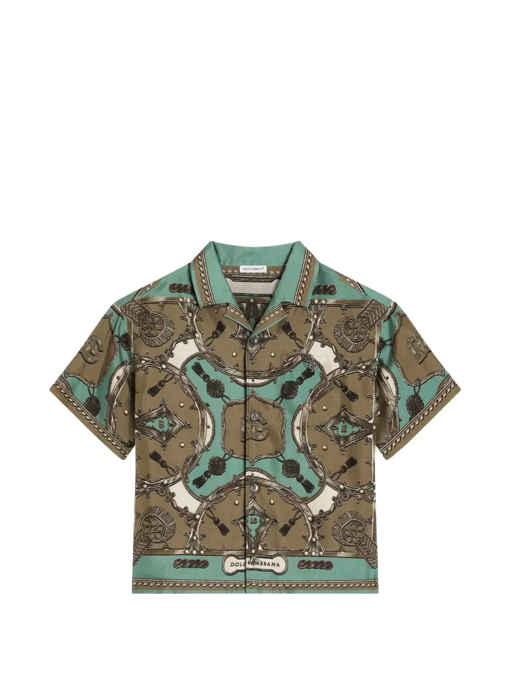 Рубашка с коротким рукавом и логотипом Dolce & Gabbana Kids, коричневый