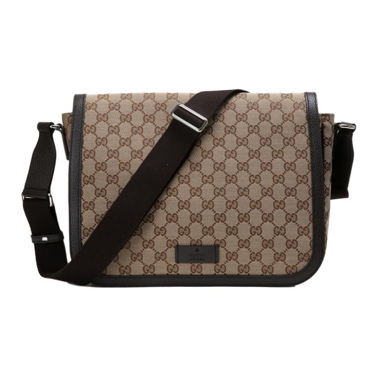 GUCCI GG Supreme Canvas Large Crossbody Bag Messenger Bag Men Brown