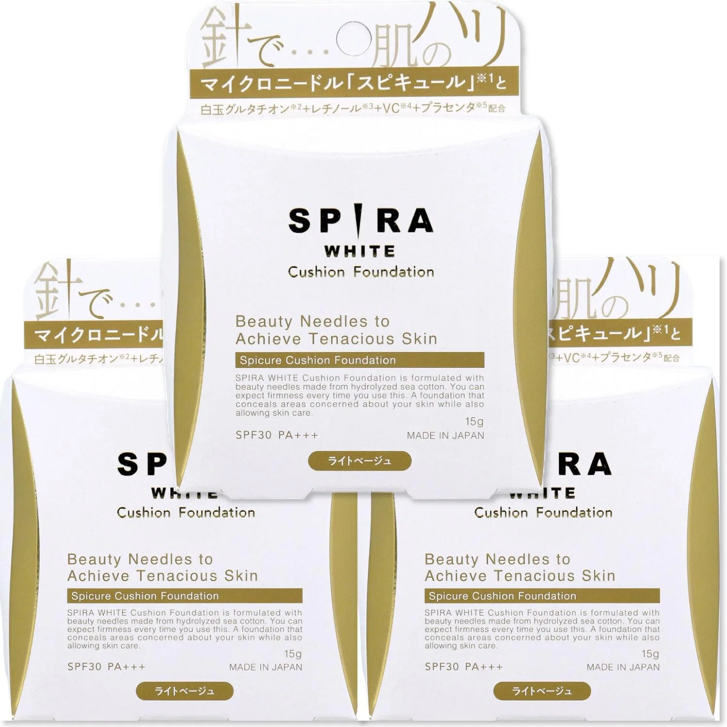 Тональное средство Cushion Foundation SPF30 PA+++ Light Beige, SPIRA SPIRA, набор 3 шт