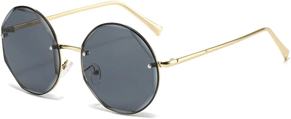 

Круглые солнцезащитные очки без оправы для мужчин и женщин, солнцезащитные очки в крупной оправе, винтажные очки с защитой от УФ-излучения UV400 LANGSER, 1