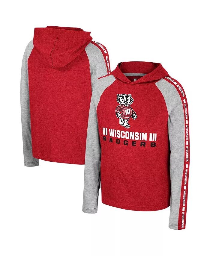

Футболка с капюшоном и длинными рукавами Big Boys Red Wisconsin Badgers Ned Raglan Colosseum