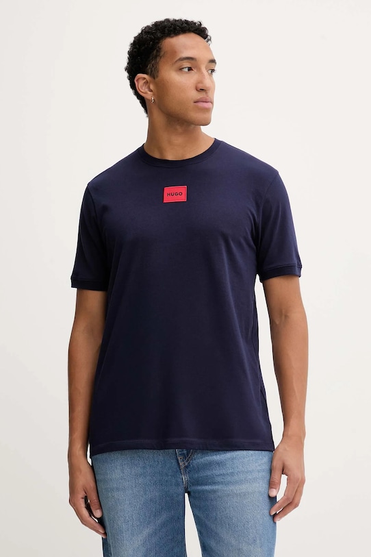 

Хлопковая футболка Hugo, темно-синий