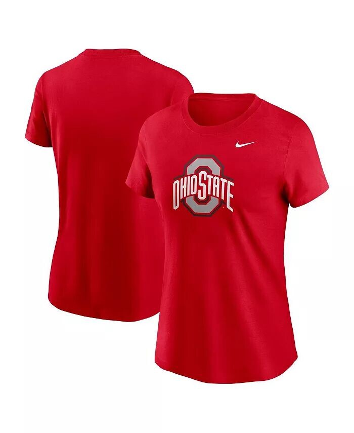 

Женская футболка с логотипом Scarlet Ohio State Buckeyes Primetime Evergreen Nike