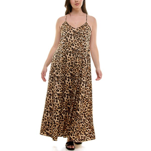 

Женское макси-платье-комбинация из сатина Nicole Miller, цвет leopard print