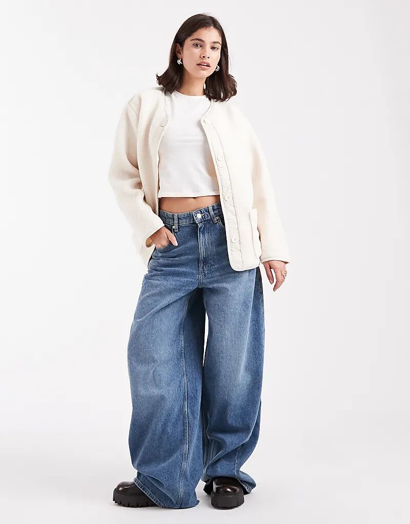 

Пиджак New Look Borg на пуговицах кремового цвета