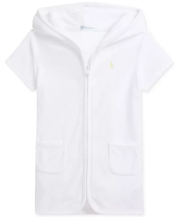 

Детский махровый халат с капюшоном для мальчиков Polo Ralph Lauren, белый