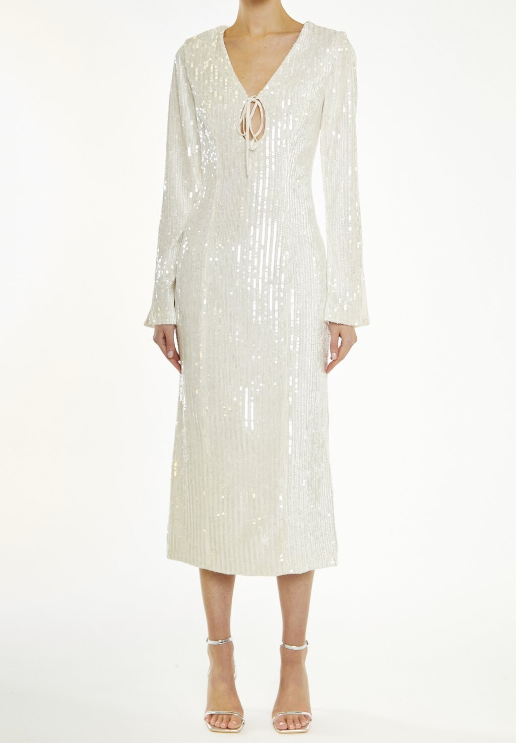 

Коктейльное платье / Вечернее платье KEYHOLE DETAIL LONG SLEEVE MIDI True Decadence, белый