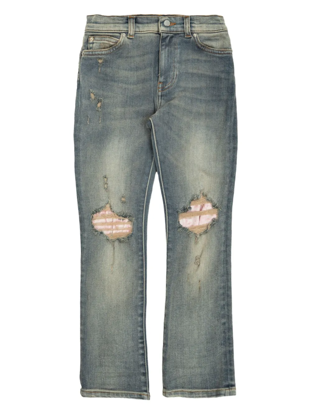 

Джинсы со стразами и светлыми вставками AMIRI KIDS, синий