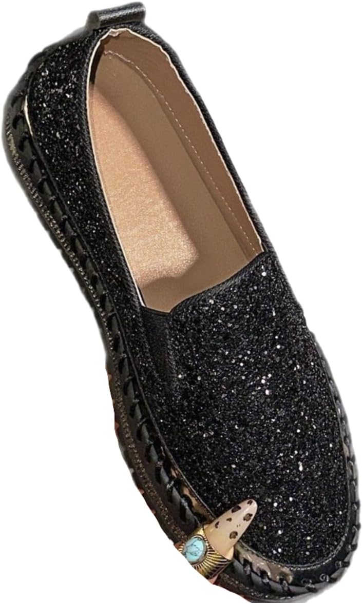 

Женские модные слипоны с блестками и стразами, повседневная удобная обувь с низким верхом для ежедневной носки, легкие дышащие туфли для женщин и девушек, обувь для прогулок Lokolucx, черный