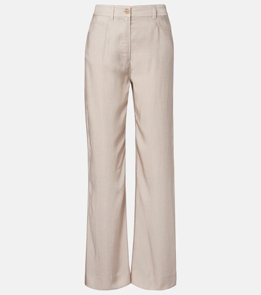 Широкие брюки из клетчатой саржи Acne Studios, бежевый