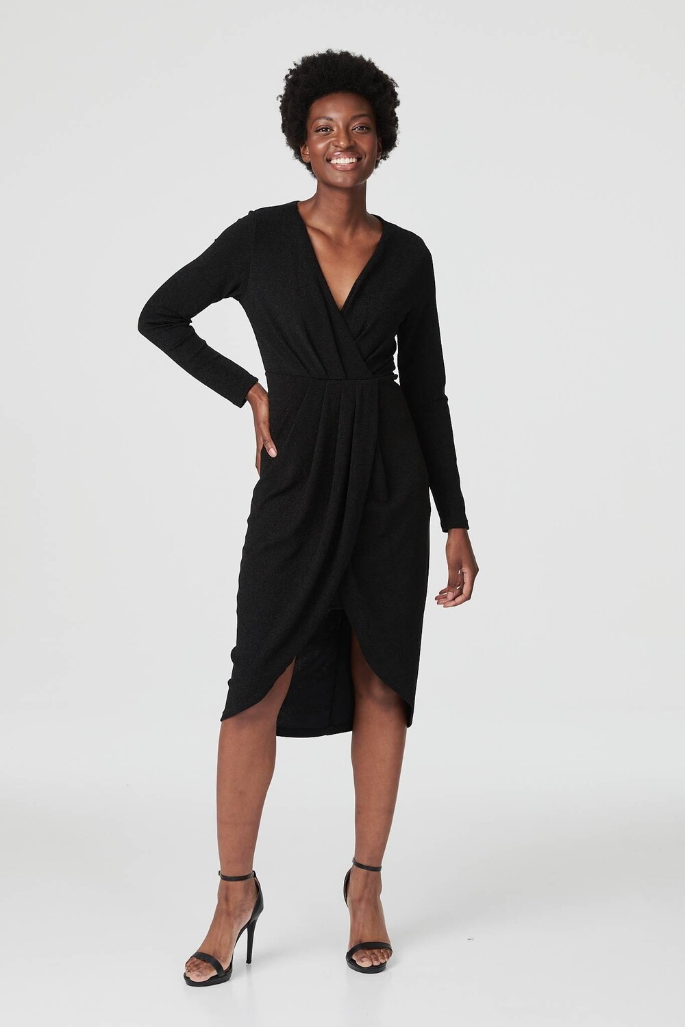 

Вечернее платье с люрексом и запахом спереди Izabel London, черный
