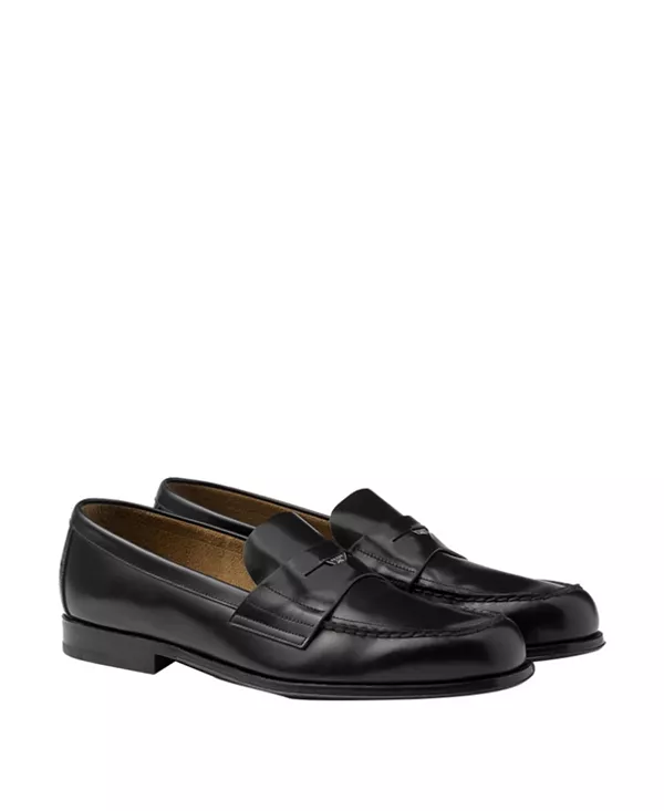 Мужские лоферы из матовой кожи Prada, черный