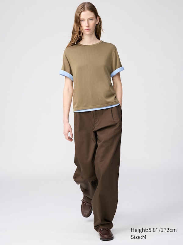 Брюки с бочкообразными штанинами Uniqlo, 34 brown — фото 3