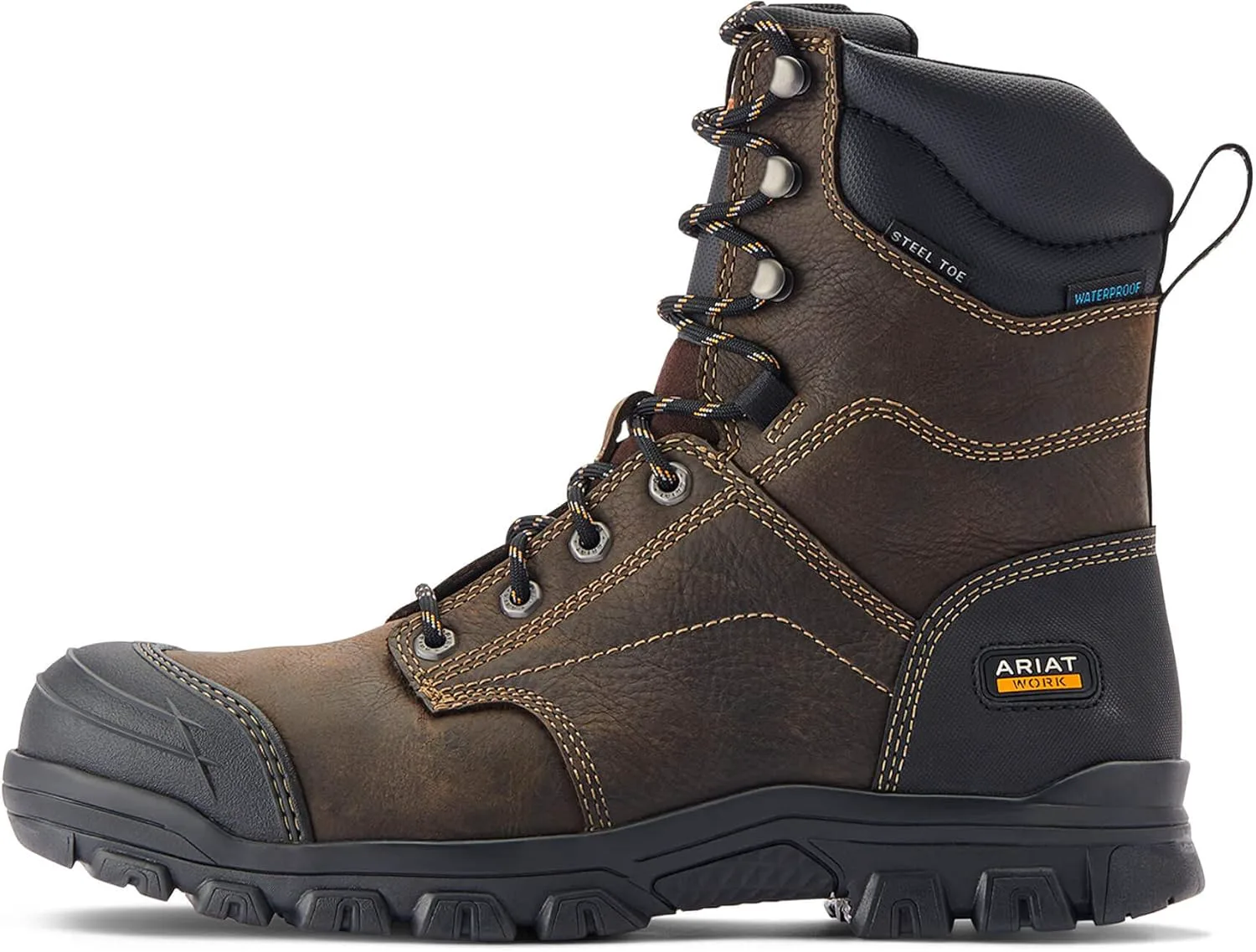 Мужские рабочие ботинки ARIAT Treadfast 8" с водонепроницаемой стальной ноской, темно-коричневый — фото 3