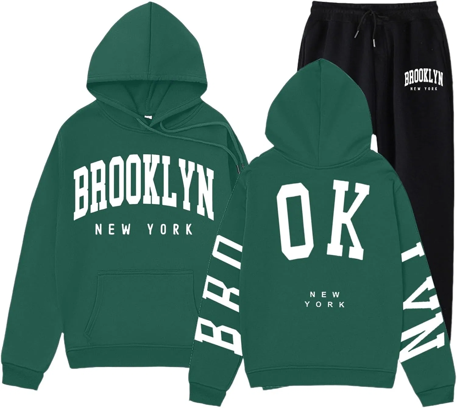 Спортивный костюм с буквенным принтом, Dark Green