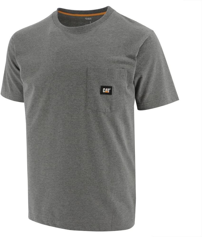 

Мужская футболка CAT с коротким рукавом и карманом, Dark Heather Grey